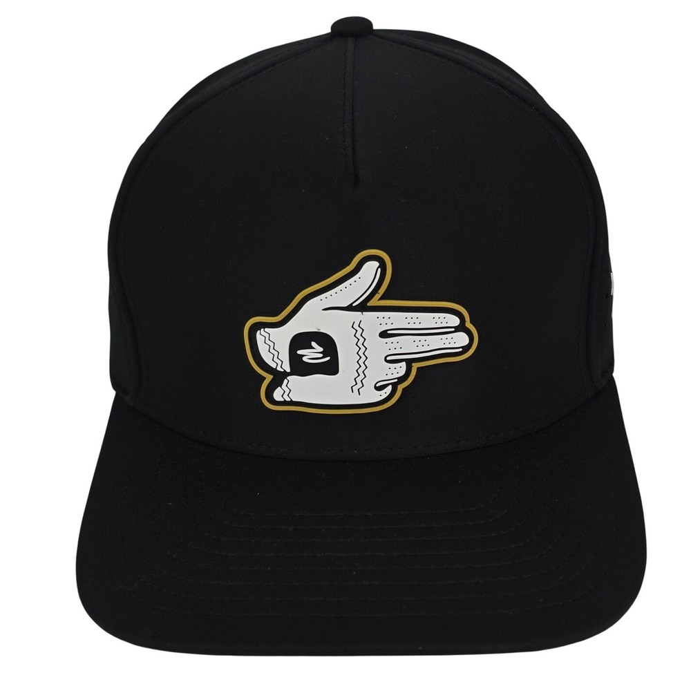 Waggle Golf Shooter Golf Hat Cap OSFA Black Perforated Performance Snapback